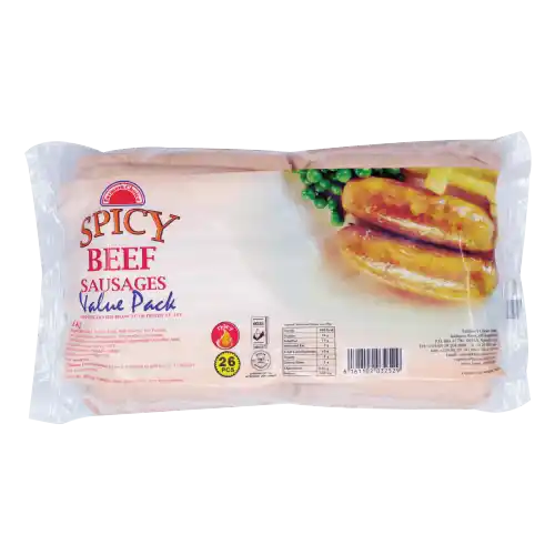Spicy Beef Sausages V/P 1kg