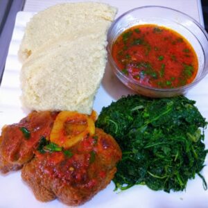 Plate of Ossobuco served with Ugali